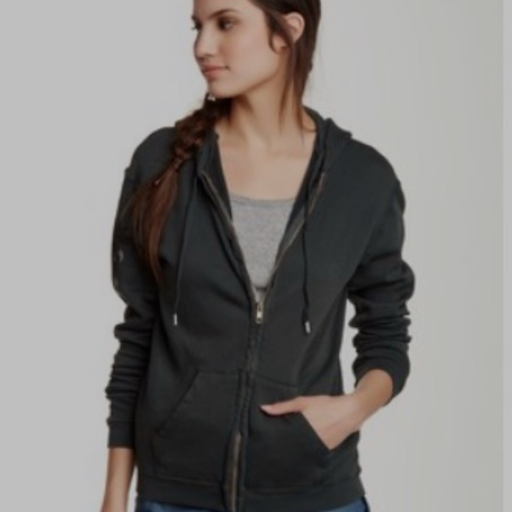 Freecity - Lets Go Palm Graphic Zip Hoodie in Black Mud